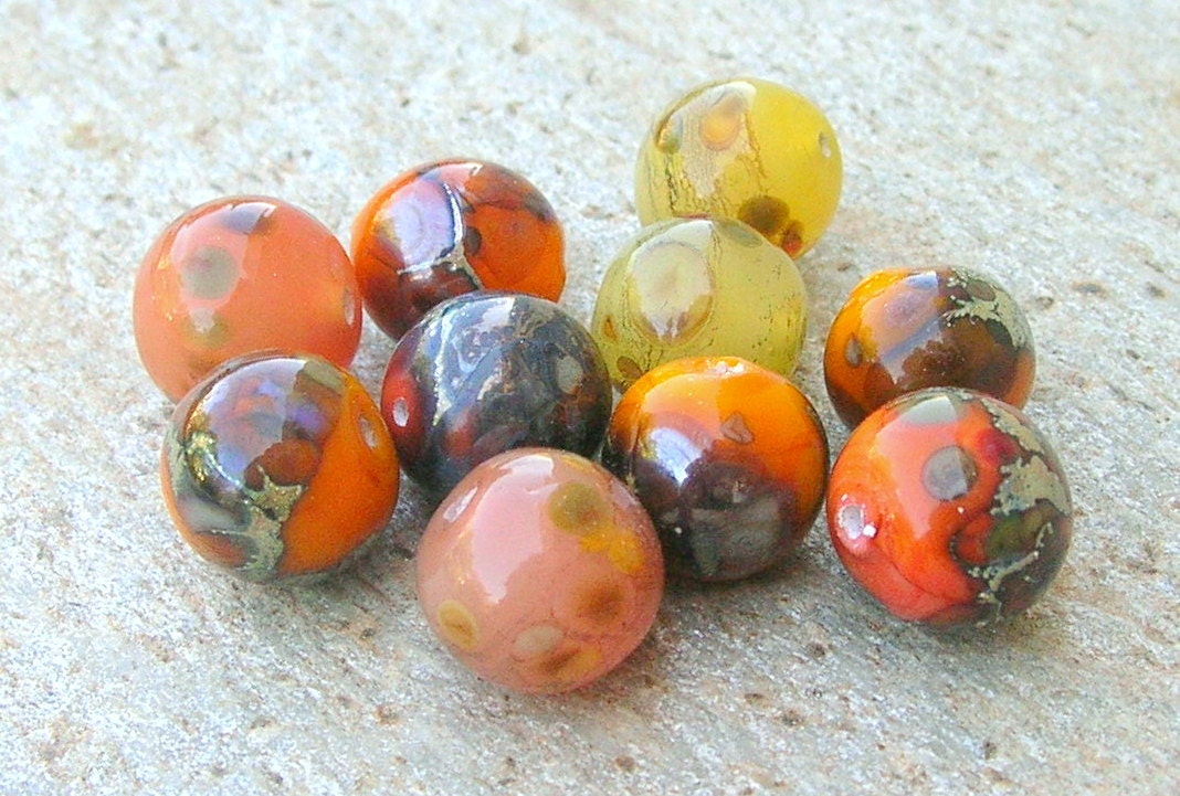 Reserved for MARIJKE - Lampwork Beads Autumn Colors Fall Trends