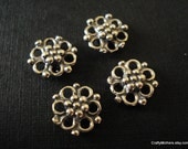 SALE - (4) Bali Sterling Silver Ornate Flower Links - 8 mm