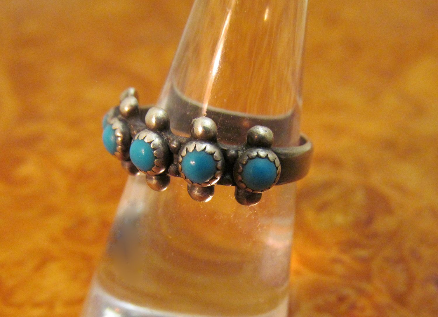 Silver Turquoise Ring Vintage Bell