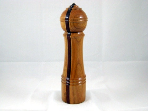 Handmade Pepper Mill Salt Grinder Spice Mill Cherry Wood Laminated Padauk Stripe Ceramic Crushgrind mechanism
