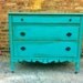 Antique Distressed Dresser In Turquoise