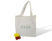 Grocery tote - Periodic Table spelling Food - Natural Canvas Grocery Reusable Tote