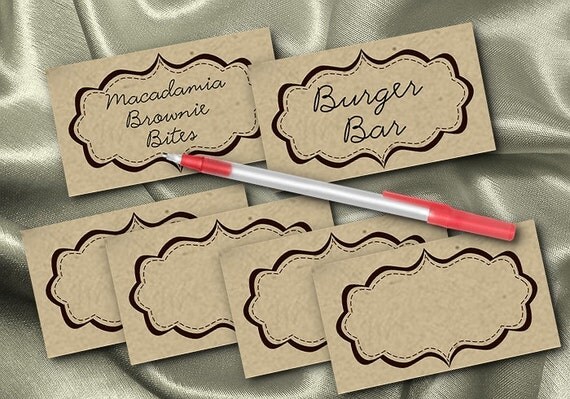10 Blank Table Cards, Place Cards, Food Label Cards, Kraft Brown, Wedding, Birthday, Reunion, Retirement Il_570xn
