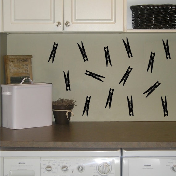 Clothespins Wall Decals Set of 14 Clothes by StephenEdwardGraphic
