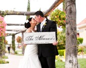 Wedding Sign, Bride and Groom Sign with Last Name and Wedding Date, Custom Family Name Sign. Great Gift Idea. 10 X 24 inches.