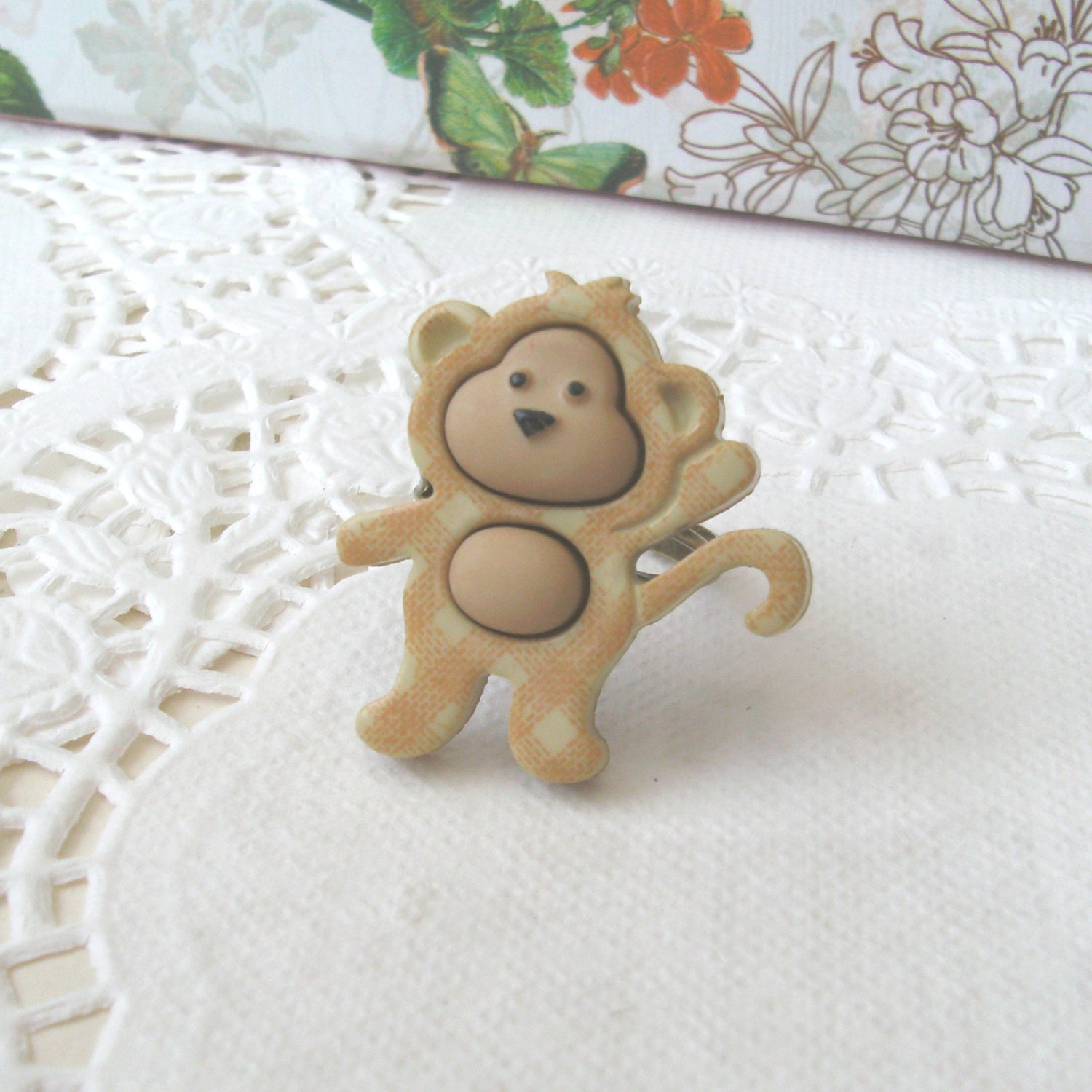 Baby Monkey Ring, Adjustable Ring, Animal Ring