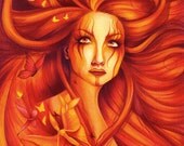 Fire Fly - 6x8 inch Print - Signed - Fire Faerie - Faerie Eyes - Fire Goddess - Fire Spirit - Fire Dance