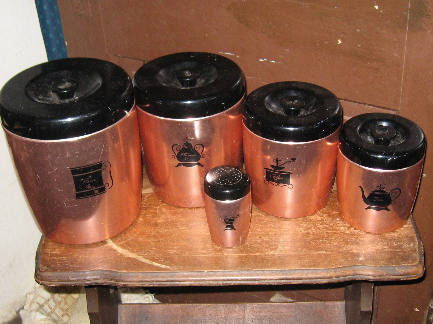 West Bend Metal coppertone Canister Set Vintage Kitchen Storage