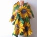 Nuno Felted scarf Sunflower yellow green flower autumn