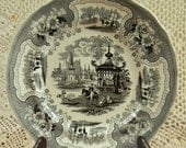 Antique  Black English Transferware Plate Circa 1840-45  Persian Scene