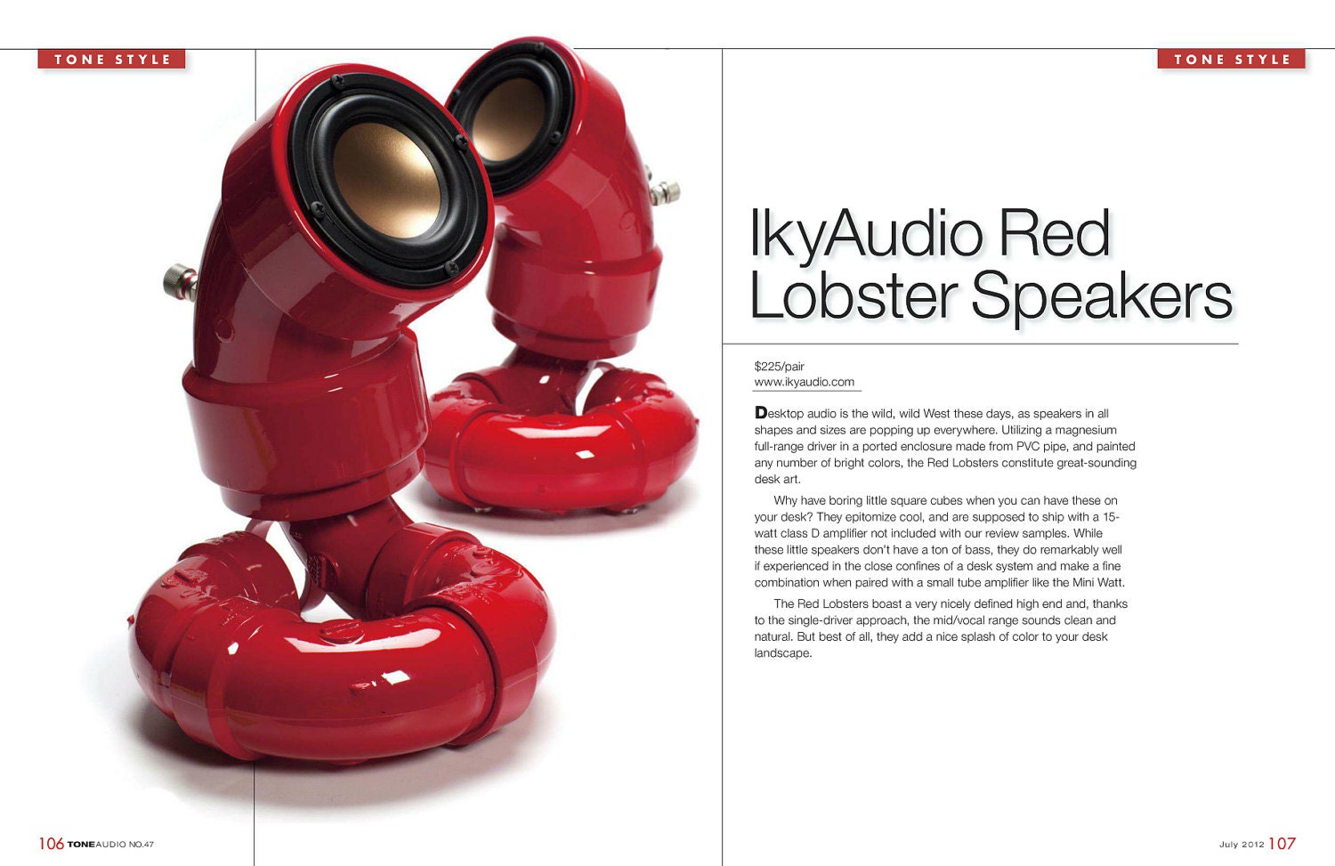 ikyaudio Red Lobester Audio Speakers - With Free 15 Watt Amp - Design Copyright Pending