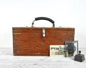 Vintage Rustic Wood Toolbox / Industrial Storage