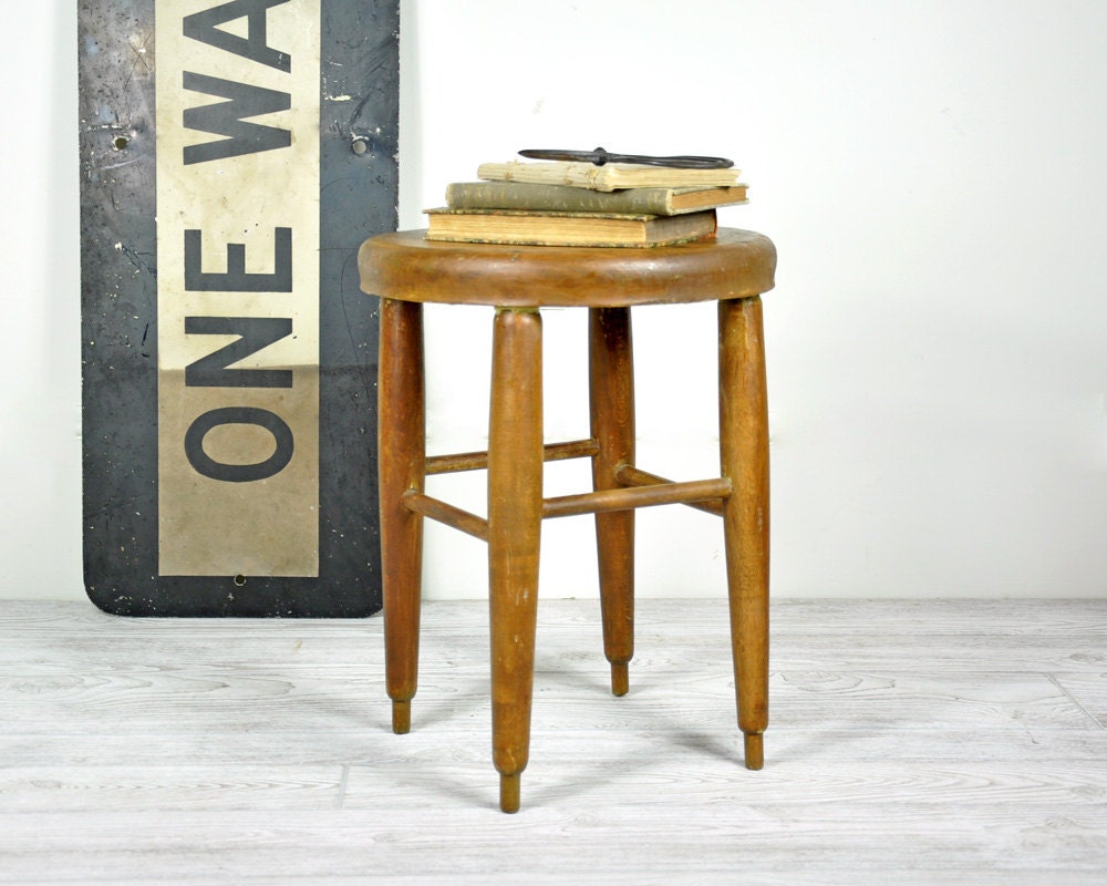Antique Rustic Wood Stool