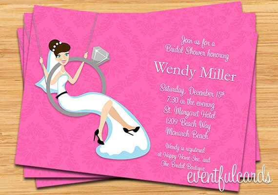 Bride in Ring Swing Bridal Shower Invitation - Printable Il_570xn