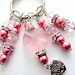 Pink Beaded Heart Charm Key Chain, Key candy, Beaded Purse Fob,