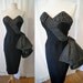 On Reserve Bombshell 1950's black cocktail strapless wiggle dress black plaid hip sash vlv vixen show stopper - size Medium