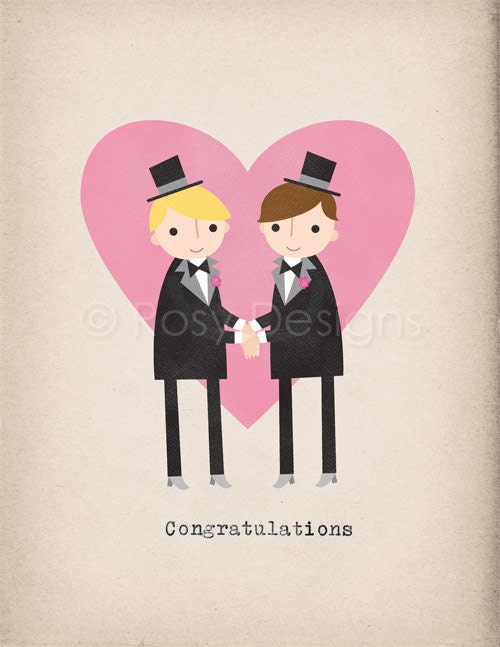 Two Grooms - Congratulations - Note Card