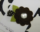 LPB - WOOL Felt Flower Clip Clippie - Brown
