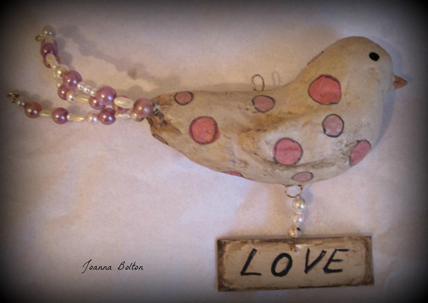 Love bird papier mache OOAK folk art