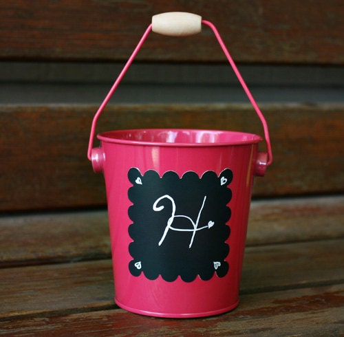 Hot Pink Chalkboard Label Bucket
