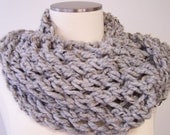 Knit Infinity Scarf, Chunky Knit Infinity Cowl, Infinity Scarf in Gray Marble, Winter Accessories