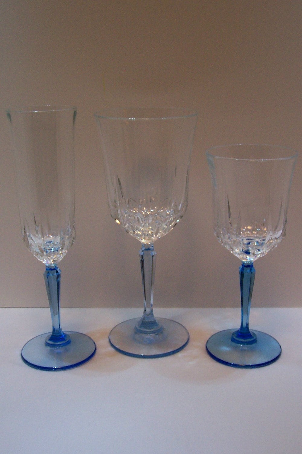 Crystal Glasses Blue Stem Wine Glasses Champagne by slipperyreef