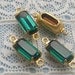 10x5 Emerald Green Octagon Swarovski Rhinestone in Brass Setting Choice of No Patina or Patina Qty 4