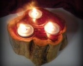 Fathers day sale-3 Candles Tealight Candle Holder-Cedar Log-Zen Candles-Each One is Custom Made-Driftwood Candle