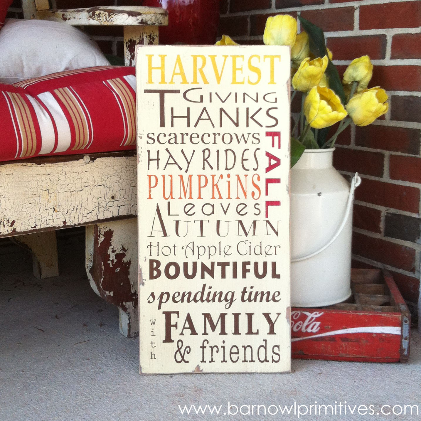 Autumn Harvest Typography Word Art Plaque - Perfect for Decorating for Fall and Thanksgiving In Stock