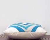 Diamond Patchwork Log Cabin Pillow Cover in Teal and Khaki