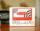 Red Tape Retro Cassette Thank You Cards - Set of 10 on 100% Recycled Paper