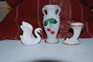 Elegant Swan, Cherries, and Fluted Vase Miniatures