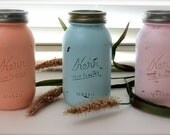 Wedding and Rustic Home Decor : Distressed and Painted Shabby Chic Quart Mason Jars - Darks