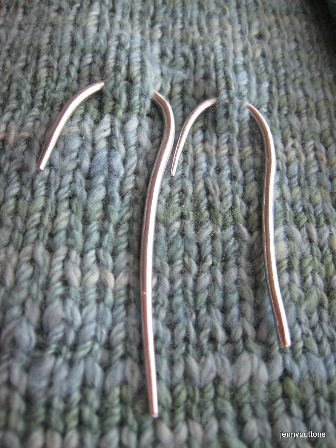 Fine Silver Cable Needle Stitch Holder Set  - Fabulous Knitter gift