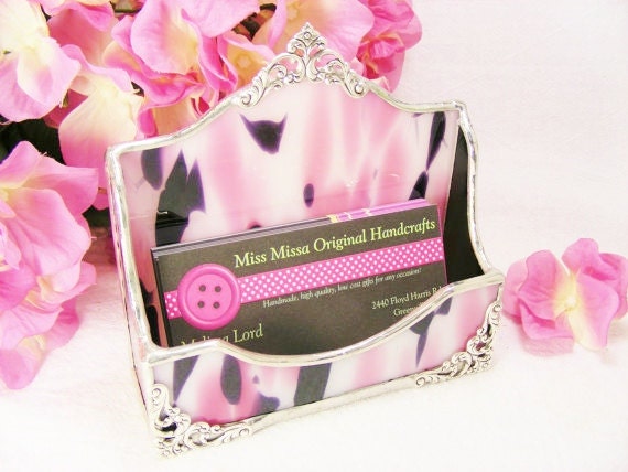 Pink Polkadot and Black Business Card Holder