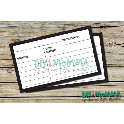 DIY Recipe Cards Printable