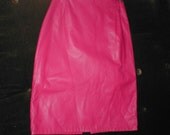 Vintage Magenta Pink Leather Skirt sz8