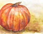 Fall Pumpkin Watercolor Print