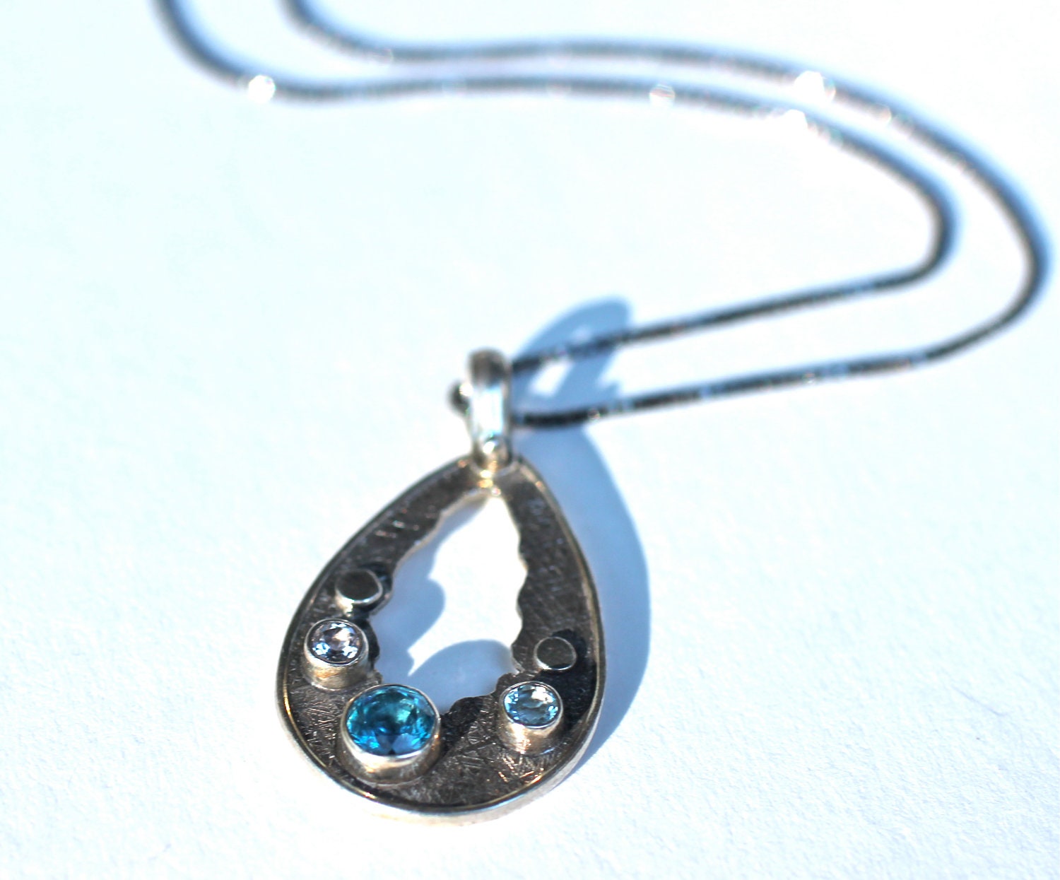 Silver Artisan Topaz Necklace Gorgeous Textured Pendant Necklace Amy Fine Design