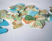 Vintage Map Heart Double-sided Confetti, medium - 50 pieces