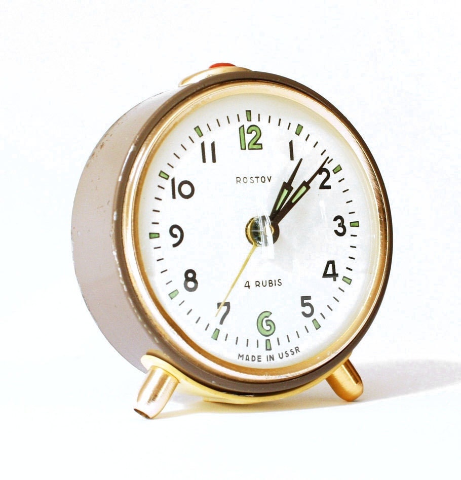 Vintage mechanical alarm clock Rostov from Russia Soviet Union
