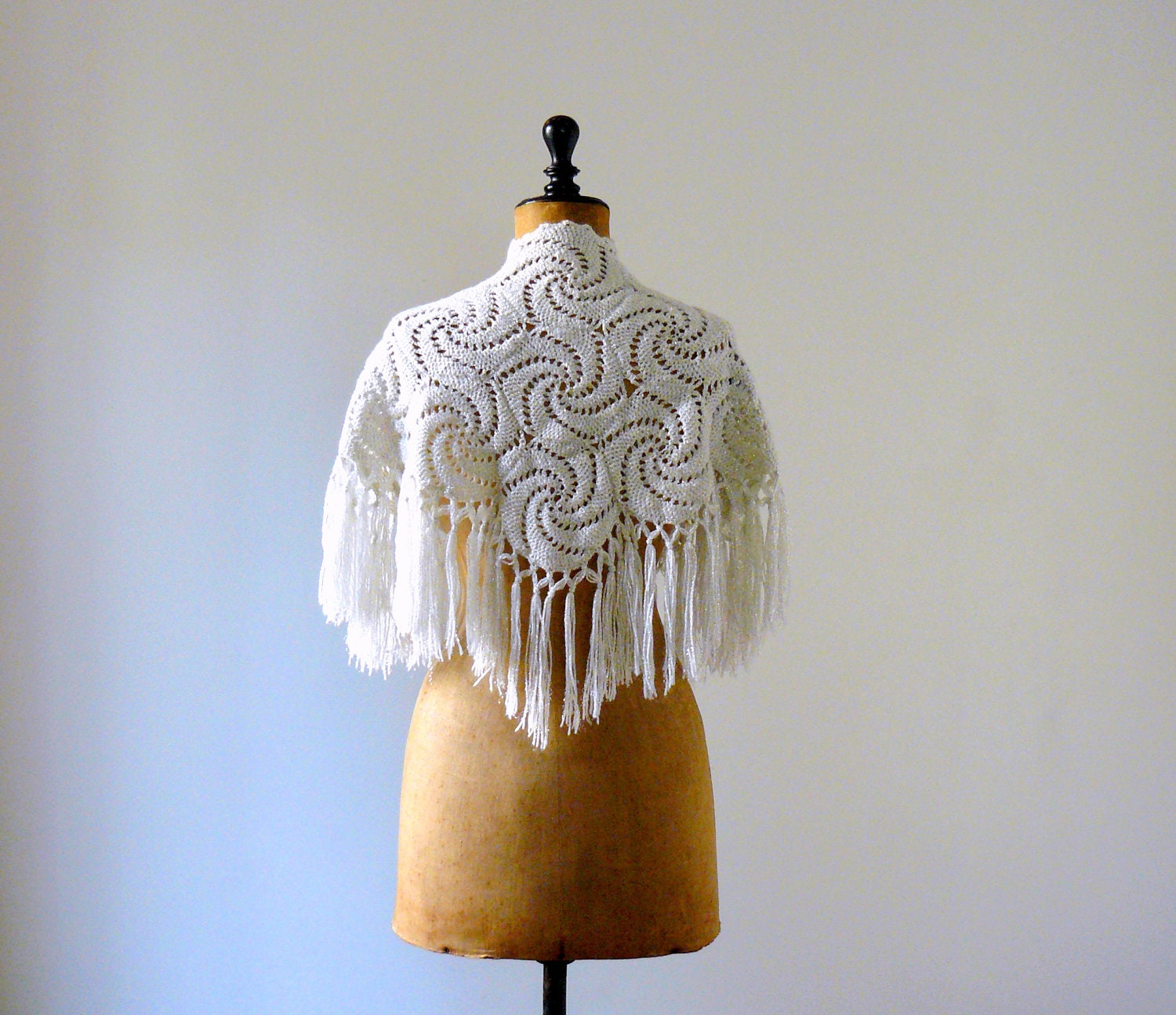 Vintage pale grey handknit wrap. silver sparkle knit shawl. wool capelet