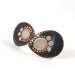 Black studs earrings, Gold drop post Earrings -- black and white resin, sterling silver post, Swarovski crystal, Onyx color