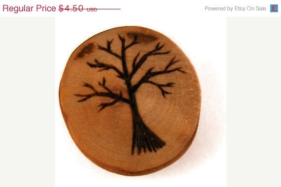 25% Off SALE Tree Of Life Rustic Wood Burned Cherry Wood Magnet Nature gift