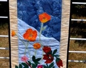 Wild flower applique quilted wall hanging