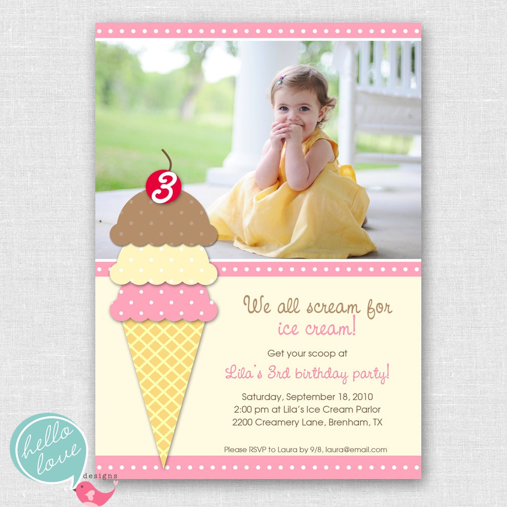 ice cream party printable birthday invitation Il_570xn
