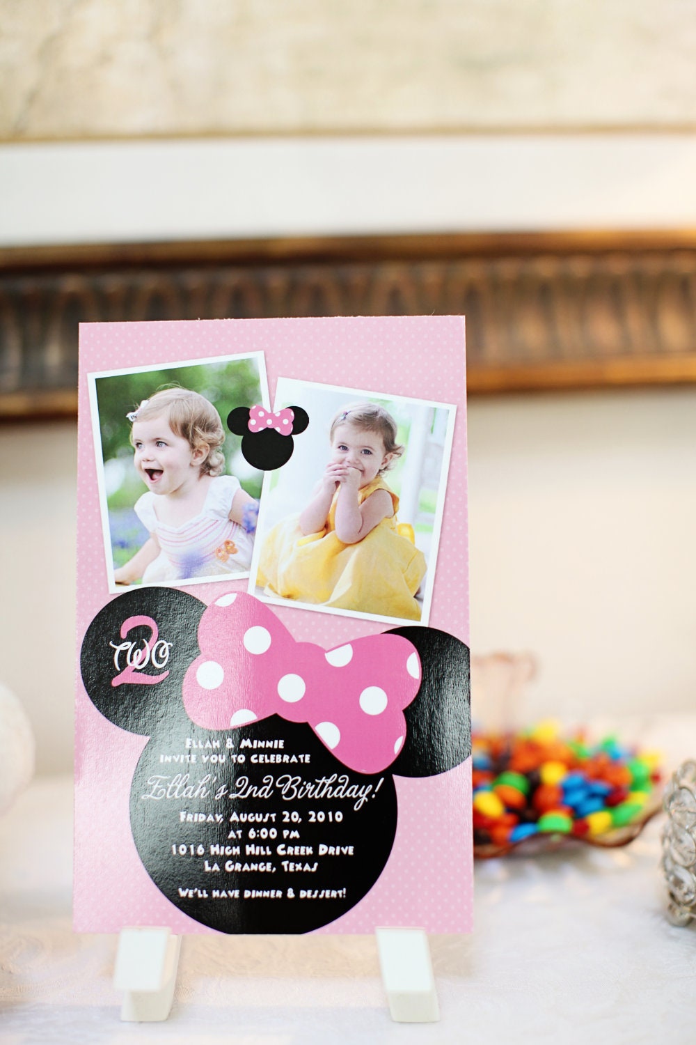minnie mouse double photo printable birthday invitation Il_570xn