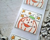 Halloween Pumpkin Stickers, Trick or Treat Stickers, Treat Bag Sticker Seals, Fall Party, Set of 12