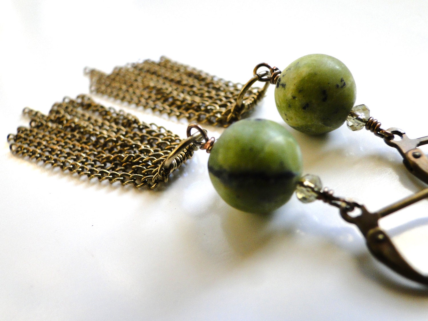 SPRING SALE - Dangle Earrings, Turquoise Stones, Crystal, Gift for Her, Rustic and Earthy
