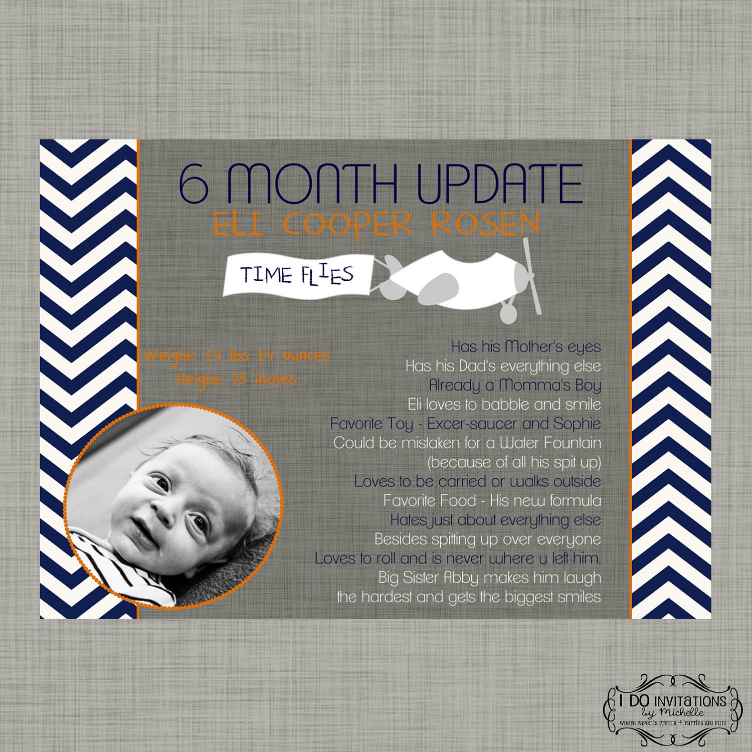 Six Month Update Milestones Photo Card - Digital File Il_570xn